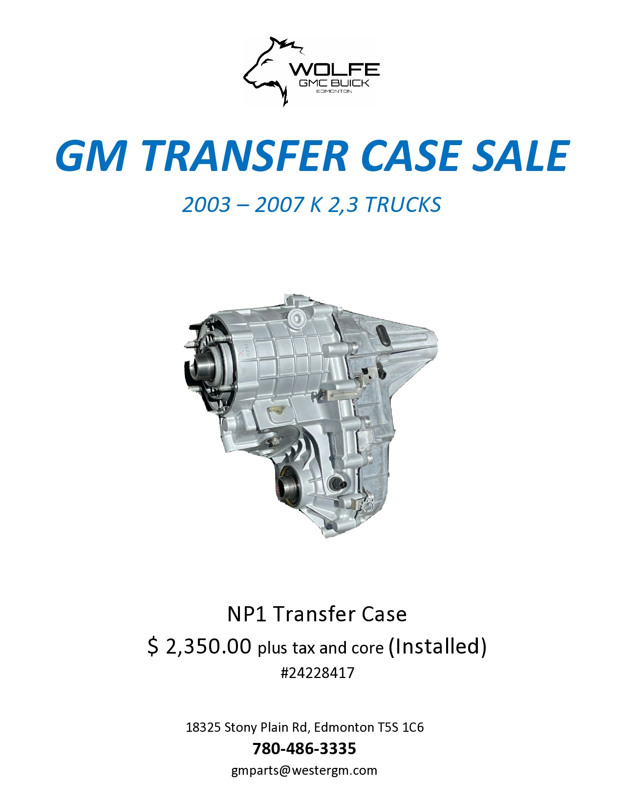 GM TRANSFER CASE SALE